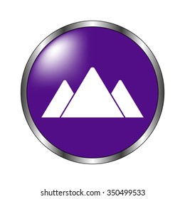 mountains - vector icon; violet button