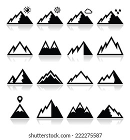 Mountains vector icons set 