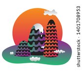 The mountains. Vector illustration with decorative cartoon mountains. Tourism, travel. Print design for textiles, clothing. Postcard, poster. Sweden, Switzerland, Italy, France, Austria. - Vector