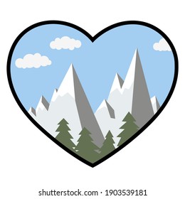 Mountains vector illustration logo. Tattoo night sky  icon. I love nature.