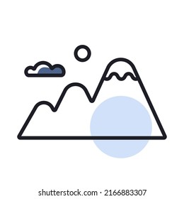 Mountains vector isolated icon. Nature sign. Graph symbol for travel and tourism web site and apps design, logo, app, UI