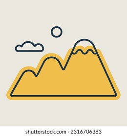 Icono aislado del vector de las montañas. Signo de la naturaleza. Símbolo gráfico del sitio web de viajes y turismo y diseño de aplicaciones, logotipo, aplicación, interfaz de usuario