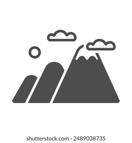 Mountains vector isolated icon. Nature sign. Graph symbol for travel and tourism web site and apps design, logo, app, UI