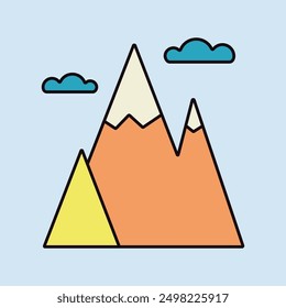 Icono aislado del Vector de las montañas. Signo de Naturaleza. Símbolo del gráfico para el diseño del Sitio web y de los App del viaje y del turismo, logotipo, App, UI