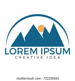 Mountains vector logo design. Tourism logo. Travel and adventure sign.