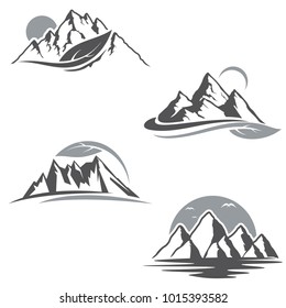 Mountains vector logo and mountain silhouettes peak vector 
