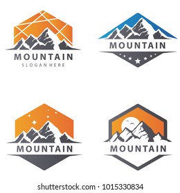 Mountains vector logo symbol, badges and emblems vector set
