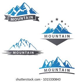 Mountains vector logo symbol, badges and emblems vector set
