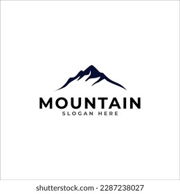 Mountains Vector Logo Template. Can be used in agencies, design studios, architectural studies, investment or insurance company, real estate business, analytics and statistics, software