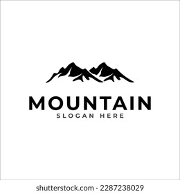 Mountains Vector Logo Template. Can be used in agencies, design studios, architectural studies, investment or insurance company, real estate business, analytics and statistics, software