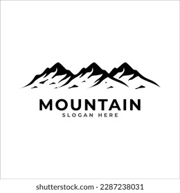 Mountains Vector Logo Template. Can be used in agencies, design studios, architectural studies, investment or insurance company, real estate business, analytics and statistics, software