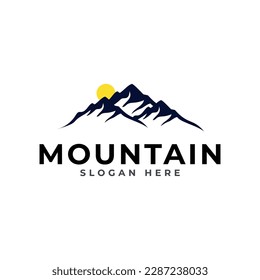 Mountains Vector Logo Template. Can be used in agencies, design studios, architectural studies, investment or insurance company, real estate business, analytics and statistics, software