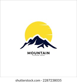 Mountains Vector Logo Template. Can be used in agencies, design studios, architectural studies, investment or insurance company, real estate business, analytics and statistics, software