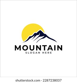 Mountains Vector Logo Template. Can be used in agencies, design studios, architectural studies, investment or insurance company, real estate business, analytics and statistics, software