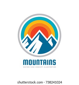 Mountains - vector logo template illustration. Outdoor adventure creative badge sign. Graphic design element.