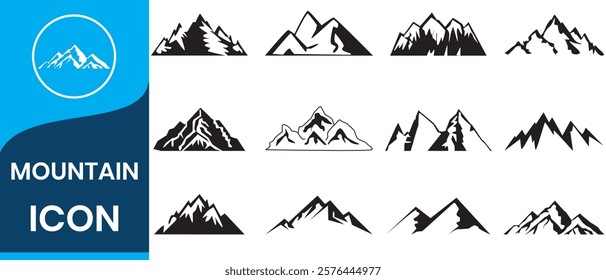 mountains vector, mountain logo icon silhouette vector art illustration. Mountain outdoor silhouette abstract background icon design.