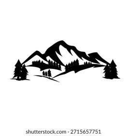 Vector de montañas, ilustración de Arte vectorial de silueta de icono de logotipo de montaña