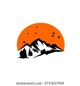 vetor de montanhas, ícone de logotipo de montanha silhueta vetor arte ilustração