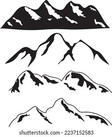 Vector de montañas. Silueta de la cordillera de la ilustración vectorial aislada. Silhouette de montañas.