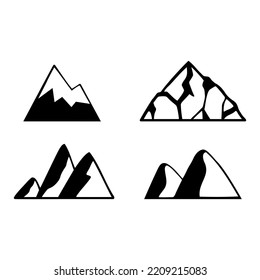 Mountains vector. Nature or outdoor mountain silhouettes and mountain peaks for logo with mountains