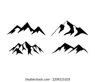 Mountains vector. Nature or outdoor mountain silhouettes and mountain peaks for logo with mountains