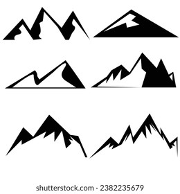Mountains vector. Nature or outdoor mountain silhouettes and mountain peaks for logo with mountains.