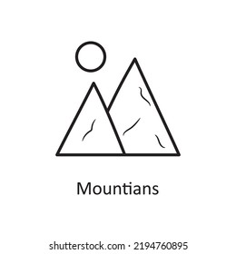 Mountains vector Outline Icon Design illustration. Nature Symbol on White background EPS 10 File