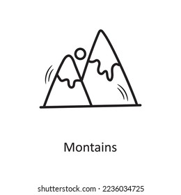 Ilustración de diseño de iconos del contorno vectorial de las montañas. Símbolo de Navidad sobre el fondo blanco Archivo EPS 10
