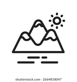 Icono de contorno de Vector de montañas. Archivo EPS 10 