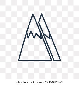 Mountains vector outline icon isolated on transparent background, high quality linear Mountains transparency concept can be used web and mobile