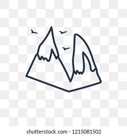 Mountains vector outline icon isolated on transparent background, high quality linear Mountains transparency concept can be used web and mobile