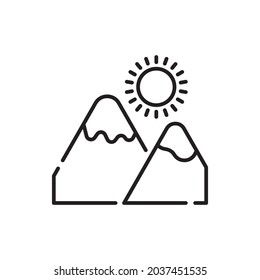 Mountains vector outline icon style illustration. Eps 10 file