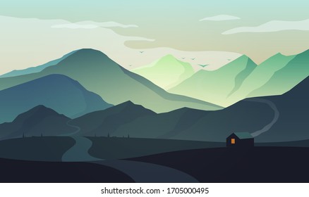 Mountains - vector picture, art, illustration.