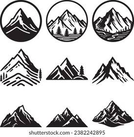 Mountains vector set. camping symbol.