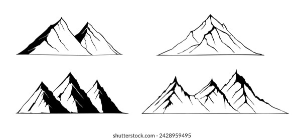 Mountains vector set isolated on white background