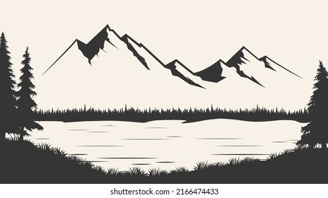 Mountains vector.Mountain range silhouette isolated vector illustration. Mountains silhouette.