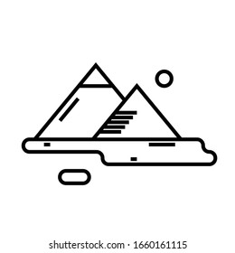 Ícone de linha de exibição de montanhas, sinal de conceito, ilustração vetorial de contorno, símbolo linear.