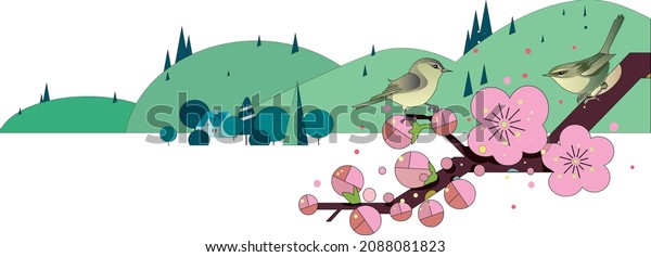 Mountains and Villages Plum blossoms and warblers\
in early spring