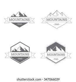 Mountains vintage logo. Vector labels and design elements
