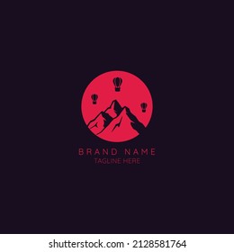 Mountains Vintage styled logo design vector illustration template for Outdoor Adventure.