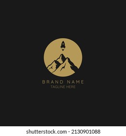 Mountains Vintage styled logo design vector illustration template for Outdoor Adventure.