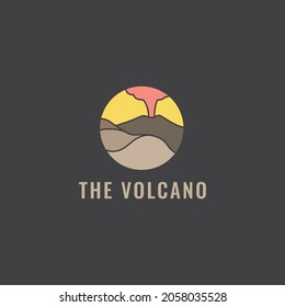 mountains with volcano colorful logo vector icon symbol illustration design