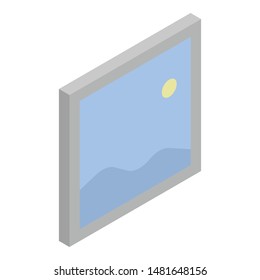 Mountains wall picture icon. Isometric of mountains wall picture vector icon for web design isolated on white background