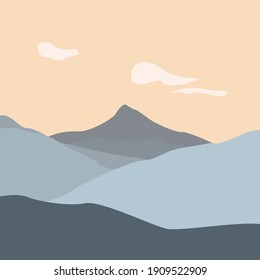 mountains with warm sky ilustration