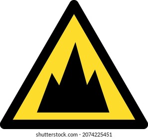 Icono de advertencia de las montañas con estilo plano. Imagen de icono de advertencia de montañas vectoriales aisladas en un fondo blanco.