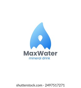 Mountains Water Drop and Splash Logo Design vector illustration. Minimal and Modern Water Logo Design for Business