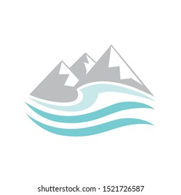 mountains and water waves, vector 