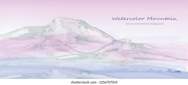 Mountains. Watercolor pastel  panorama. Nature background with place for text. Horizontal web banner.