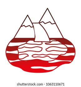 mountains with waterfall scene