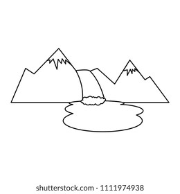 mountains with waterfall scene
